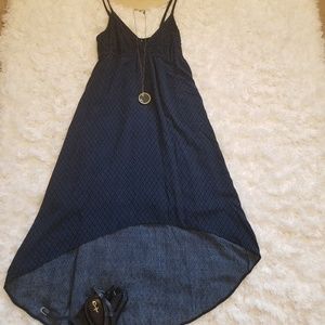Blue High Low Empire Waist Surplus Bust Dress